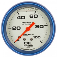 AUTOMETER GAUGE 2-5/8" OIL PRESSURE,0-100 PSI,MECHANICAL,LIQUID FILLED,ULTRA-NITE # 4221