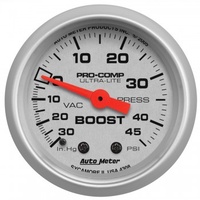 AUTOMETER GAUGE 2-1/16" BOOST/VACUUM,30 IN HG/45 PSI,MECHANICAL,ULTRA-LITE # 4308-SP