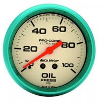AUTOMETER GAUGE 2-5/8" OIL PRESSURE,0-100 PSI,MECHANICAL,ULTRA-NITE # 4521