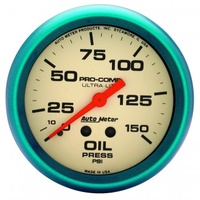 AUTOMETER GAUGE 2-5/8" OIL PRESSURE,0-150 PSI,MECHANICAL,ULTRA-NITE # 4523