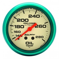 AUTOMETER GAUGE 2-5/8" OIL TEMPERATURE,140-280F,6 FT.,MECHANICAL,ULTRA-NITE # 4541