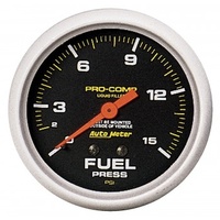 AUTOMETER GAUGE 2-5/8" FUEL PRESSURE,0-15 PSI,MECHANICAL,LIQUID FILLED,PRO-COMP # 5411