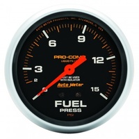 AUTOMETER GAUGE 2-5/8" FUEL PRESSURE W/ ISOLATOR,0-15 PSI,MECHANICAL,LIQUID FILLED,PRO-COMP # 5413