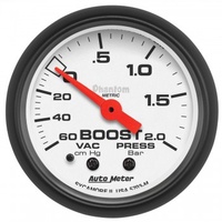 AUTOMETER GAUGE 2-1/16" BOOST/VACUUM,60 CM/HG-2.0 BAR,MECHANICAL,PHANTOM # 5703-M