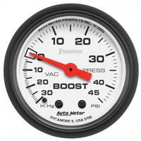 AUTOMETER GAUGE 2-1/16" BOOST/VACUUM,30 IN HG/45 PSI,MECHANICAL,PHANTOM # 5708