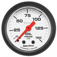 AUTOMETER GAUGE 2-1/16" OIL PRESSURE,0-150 PSI,MECHANICAL,PHANTOM # 5723