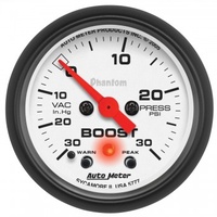 GAUGE 2-1/16" BOOST/VAC,W/ PEAK& WARN,30 IN HG/30 PSI,STEPPER MOTOR,PHANTOM # 5777