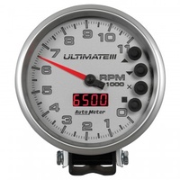 AUTOMETER GAUGE 5" TACHOMETER,0-11,000 RPM,PEDESTAL,ULTIMATE III PLAYBACK,SILVER # 6886