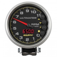 AUTOMETER GAUGE 5" TACHOMETER,0-11,000 RPM,PEDESTAL,ULTIMATE III PLAYBACK,BLACK # 6888