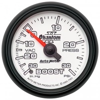AUTOMETER GAUGE 2-1/16" BOOST/VACUUM,30 IN HG/30 PSI,MECHANICAL,PHANTOM II # 7503