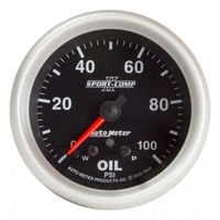 AUTOMETER GAUGE 2-5/8" OIL PRESSURE,W/ PEAK & WARN,0-100 PSI,STEPPER MOTOR,SPORT-COMP II # 7653