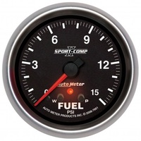 AUTOMETER GAUGE 2-5/8" FUEL PRESSURE,W/ PEAK & WARN,0-15 PSI,STEPPER MOTOR,SPORT-COMP II # 7661
