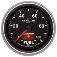 AUTOMETER GAUGE 2-5/8" FUEL PRESSURE,W/ PEAK & WARN,0-100 PSI,STEPPER MOTOR,SPORT-COMP II # 7663