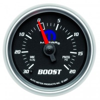 AUTOMETER GAUGE 2-1/16" BOOST/VACUUM,30 IN HG/20 PSI,MECHANICAL,BLACK,MOPAR # 880012