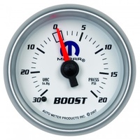 AUTOMETER GAUGE 2-1/16" BOOST/VACUUM,30 IN HG/20 PSI,MECHANICAL,WHITE,MOPAR # 880026