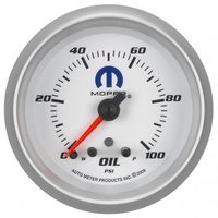GAUGE 2-5/8" OIL PRESSURE,W/ PEAK& WARN,0-100 PSI,STEPPER MOTOR,WHITE,MOPAR # 880249