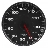 AUTOMETER GAUGE 5" SPEEDOMETER,0-180 MPH,ELECTRIC,SPEK-PRO,BLACK DIAL,BLACK BEZEL,FLAT ANTIGLARE LENS # P230328
