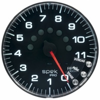 AUTOMETER GAUGE 5" IN-DASH TACHOMETER,0-11,000 RPM,SPEK-PRO,BLACK DIAL,CHROME BEZEL,FLAT ANTIGLARE LENS # P239318