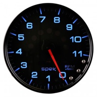 AUTOMETER GAUGE 5" IN-DASH TACHOMETER,0-11,000 RPM,SPEK-PRO,BLACK DIAL,BLACK BEZEL,CLEAR LENS # P23932