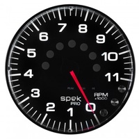 AUTOMETER GAUGE 5" IN-DASH TACHOMETER,0-11,000 RPM,SPEK-PRO,BLACK DIAL,BLACK BEZEL,FLAT ANTIGLARE LENS # P239328