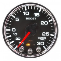 AUTOMETER GAUGE 2-1/16" BOOST/VACUUM,30 IN HG/30 PSI,STEPPER MOTOR,SPEK-PRO,BLACK DIAL,CHROME BEZEL,CLEAR LENS # P30231