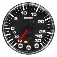 AUTOMETER GAUGE 2-1/16" BOOST/VACUUM,30 IN HG/30 PSI,STEPPER MOTOR,SPEK-PRO,BLACK DIAL,CHROME BEZEL,FLAT ANTIGLARE LENS # P302318