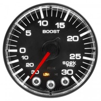 AUTOMETER GAUGE 2-1/16" BOOST/VACUUM,30 IN HG/30 PSI,STEPPER MOTOR,SPEK-PRO,BLACK DIAL,BLACK BEZEL,FLAT ANTIGLARE LENS # P302328