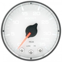 AUTOMETER GAUGE 2-1/16" BOOST,0-35 PSI,STEPPER MOTOR,SPEK-PRO,WHITE DIAL,BLACK BEZEL,FLAT ANTIGLARE LENS # P303128