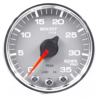 AUTOMETER GAUGE 2-1/16" BOOST,0-35 PSI,STEPPER MOTOR,SPEK-PRO,SILVER DIAL,CHROME BEZEL,CLEAR LENS # P30321