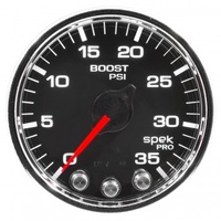 AUTOMETER GAUGE 2-1/16" BOOST,0-35 PSI,STEPPER MOTOR,SPEK-PRO,BLACK DIAL,CHROME BEZEL,CLEAR LENS # P30331
