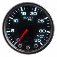 AUTOMETER GAUGE 2-1/16" BOOST,0-35 PSI,STEPPER MOTOR,SPEK-PRO,BLACK DIAL,BLACK BEZEL,SMOKED LENS # P30352