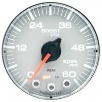AUTOMETER GAUGE 2-1/16" BOOST,0-60 PSI,STEPPER MOTOR,SPEK-PRO,SILVER DIAL,CHROME BEZEL,FLAT ANTIGLARE LENS # P304218