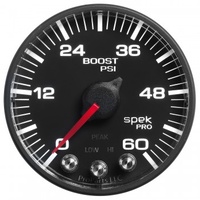 AUTOMETER GAUGE 2-1/16" BOOST,0-60 PSI,STEPPER MOTOR,SPEK-PRO,BLACK DIAL,BLACK BEZEL,FLAT ANTIGLARE LENS # P304328
