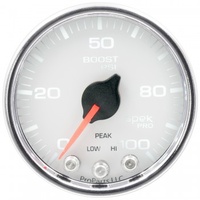 AUTOMETER GAUGE 2-1/16" BOOST,0-100 PSI,STEPPER MOTOR,SPEK-PRO,WHITE DIAL,CHROME BEZEL,CLEAR LENS # P30511