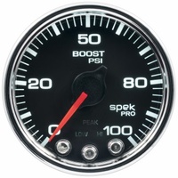 AUTOMETER GAUGE 2-1/16" BOOST,0-100 PSI,STEPPER MOTOR,SPEK-PRO,BLACK DIAL,CHROME BEZEL,CLEAR LENS # P30531