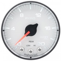 AUTOMETER GAUGE 2-1/16" PYROMETER,0-2000F,STEPPER MOTOR,SPEK-PRO,WHITE DIAL,BLACK BEZEL,FLAT ANTIGLARE LENS # P310128
