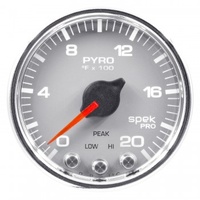 AUTOMETER GAUGE 2-1/16" PYROMETER,0-2000F,STEPPER MOTOR,SPEK-PRO,SILVER DIAL,CHROME BEZEL,CLEAR LENS # P31021