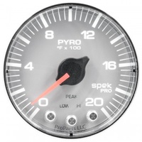 AUTOMETER GAUGE 2-1/16" PYROMETER,0-2000F,STEPPER MOTOR,SPEK-PRO,SILVER DIAL,CHROME BEZEL,FLAT ANTIGLARE LENS # P310218