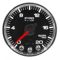 AUTOMETER GAUGE 2-1/16" PYROMETER,0-2000F,STEPPER MOTOR,SPEK-PRO,BLACK DIAL,CHROME BEZEL,CLEAR LENS # P31031