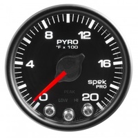 AUTOMETER GAUGE 2-1/16" PYROMETER,0-2000F,STEPPER MOTOR,SPEK-PRO,BLACK DIAL,BLACK BEZEL,CLEAR LENS # P31032