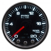 AUTOMETER GAUGE 2-1/16" PYROMETER,0-2000F,STEPPER MOTOR,SPEK-PRO,BLACK DIAL,BLACK BEZEL,SMOKED LENS # P31052