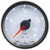 AUTOMETER GAUGE 2-1/16" FUEL LEVEL,PROGRAMMABLE 0-300 ?,STEPPER MOTOR,SPEK-PRO,WHITE DIAL,BLACK BEZEL,CLEAR LENS # P31212