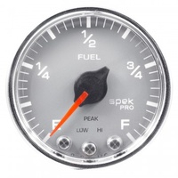 AUTOMETER GAUGE 2-1/16" FUEL LEVEL,PROGRAMMABLE 0-300 ?,STEPPER MOTOR,SPEK-PRO,SILVER DIAL,CHROME BEZEL,CLEAR LENS # P31221