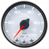 AUTOMETER GAUGE 2-1/16" FUEL PRESSURE,0-100 PSI,STEPPER MOTOR,SPEK-PRO,WHITE DIAL,BLACK BEZEL,CLEAR LENS # P31412