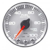 AUTOMETER GAUGE 2-1/16" FUEL PRESSURE,0-100 PSI,STEPPER MOTOR,SPEK-PRO,SILVER DIAL,CHROME BEZEL,CLEAR LENS # P31421