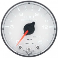 AUTOMETER GAUGE 2-1/16" FUEL PRESSURE,0-15 PSI,STEPPER MOTOR,SPEK-PRO,WHITE DIAL,BLACK BEZEL,FLAT ANTIGLARE LENS # P315128