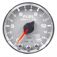 AUTOMETER GAUGE 2-1/16" FUEL PRESSURE,0-15 PSI,STEPPER MOTOR,SPEK-PRO,SILVER DIAL,CHROME BEZEL,CLEAR LENS # P31521