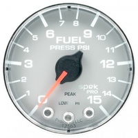 AUTOMETER GAUGE 2-1/16" FUEL PRESSURE,0-15 PSI,STEPPER MOTOR,SPEK-PRO,SILVER DIAL,CHROME BEZEL,FLAT ANTIGLARE LENS # P315218