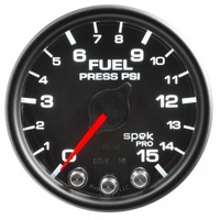 AUTOMETER GAUGE 2-1/16" FUEL PRESSURE,0-15 PSI,STEPPER MOTOR,SPEK-PRO,BLACK DIAL,BLACK BEZEL,CLEAR LENS # P31532