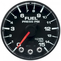 AUTOMETER GAUGE 2-1/16" FUEL PRESSURE,0-15 PSI,STEPPER MOTOR,SPEK-PRO,BLACK DIAL,BLACK BEZEL,FLAT ANTIGLARE LENS # P315328